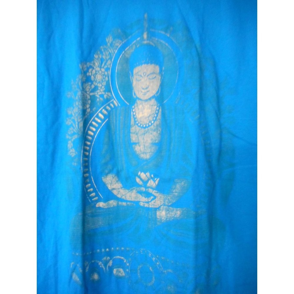 Bright Blue Buddha fade design Tee T-Shirt Short Sleeve cotton Unisex Sz M - Picture 2 of 4
